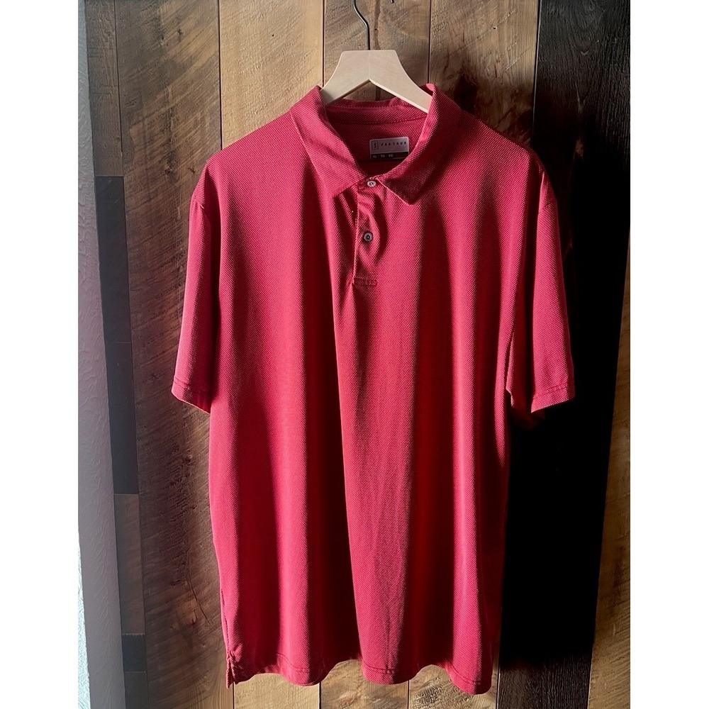 PGA Tour Men's Red Short Sleeve Polo Golf Shirt – Size XL